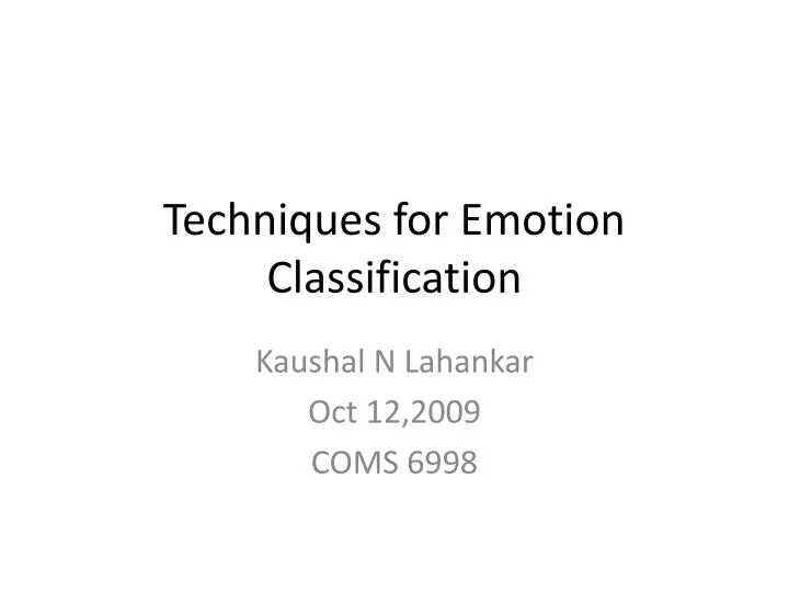 techniques for emotion classification