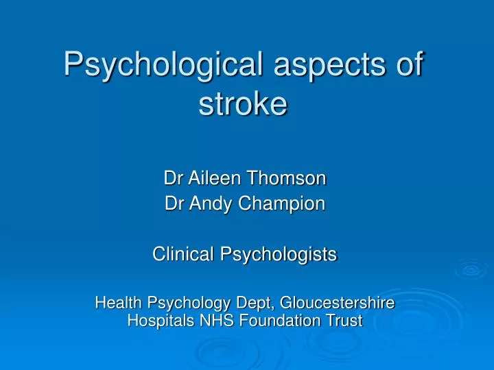 psychological aspects of stroke