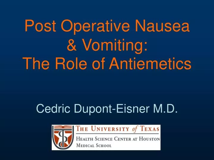 post operative nausea vomiting the role of antiemetics