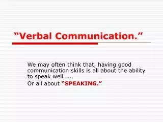 “Verbal Communication.”