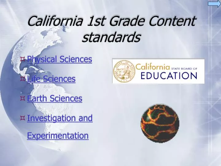 california 1st grade content standards