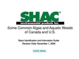 Some Common Algae and Aquatic Weeds of Canada and U.S.
