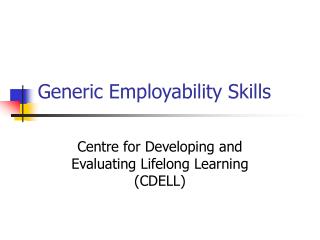 Generic Employability Skills