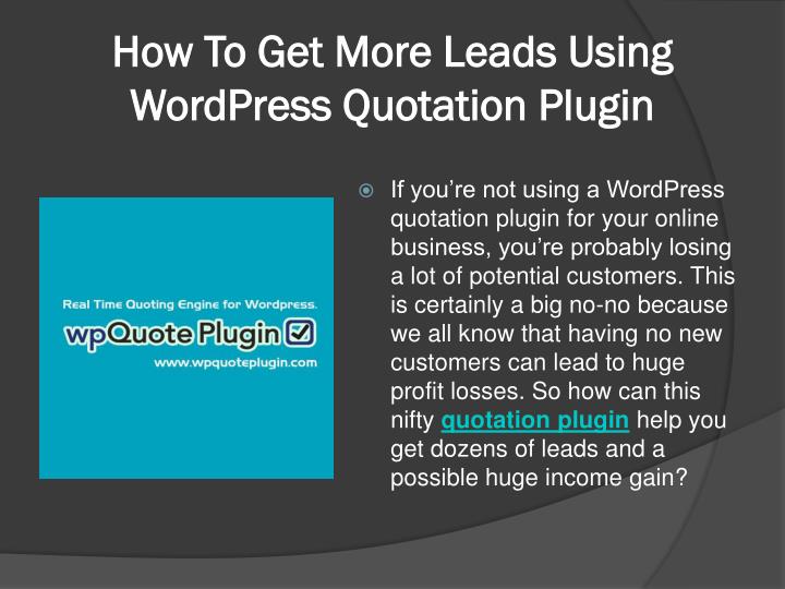 how to get more leads using wordpress quotation plugin