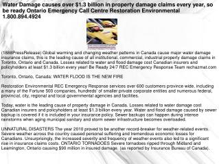 Water Damage causes over $1.3 billion in property damage cla