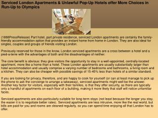 Serviced London Apartments & Unlawful Pop-Up Hotels offer Mo