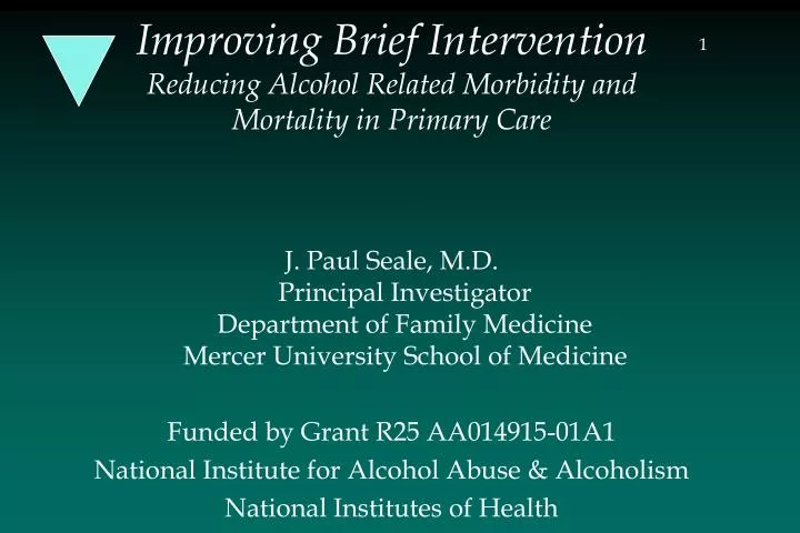 improving brief intervention reducing alcohol related morbidity and mortality in primary care