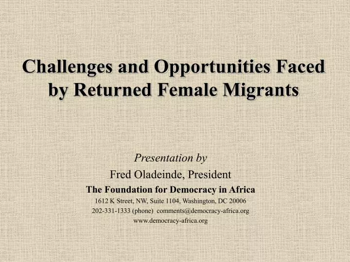 challenges and opportunities faced by returned female migrants
