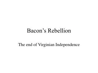 Bacon’s Rebellion