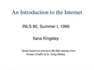 An Introduction to the Internet