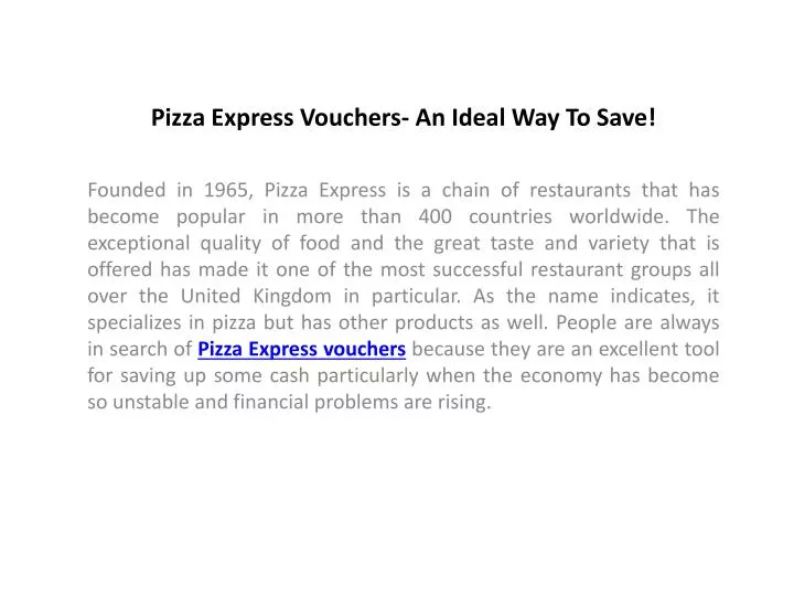 pizza express vouchers an ideal way to save