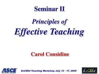 Seminar II Principles of Effective Teaching