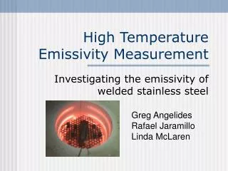 High Temperature Emissivity Measurement