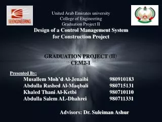 United Arab Emirates university College of Engineering Graduation Project II Design of a Control Management System for