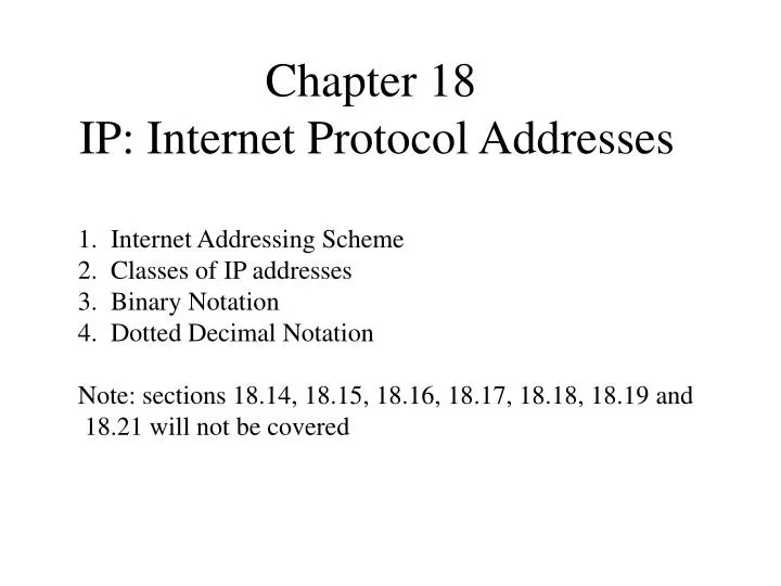 chapter 18 ip internet protocol addresses