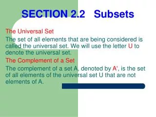 SECTION 2.2 Subsets