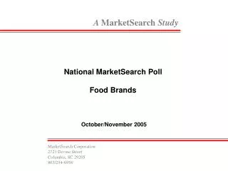 National MarketSearch Poll Food Brands