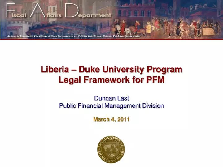 liberia duke university program legal framework for pfm