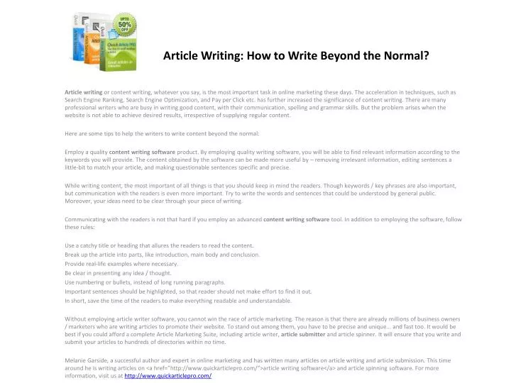 article writing how to write beyond the normal