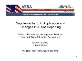 Supplemental ESF Application and Changes in ARRA Reporting