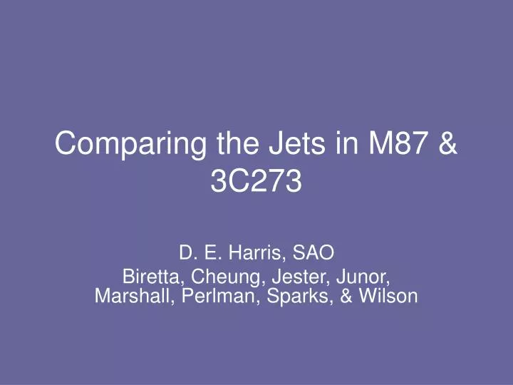 comparing the jets in m87 3c273