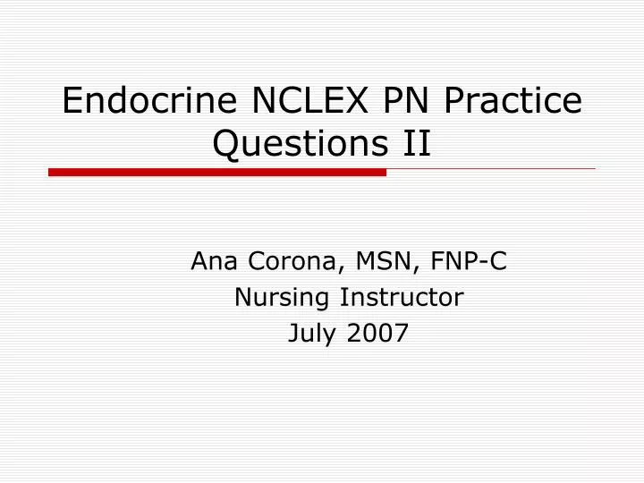 endocrine nclex pn practice questions ii