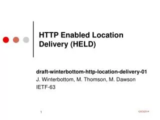HTTP Enabled Location Delivery (HELD)