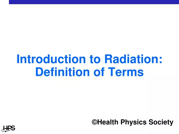 introduction to radiation definition of terms