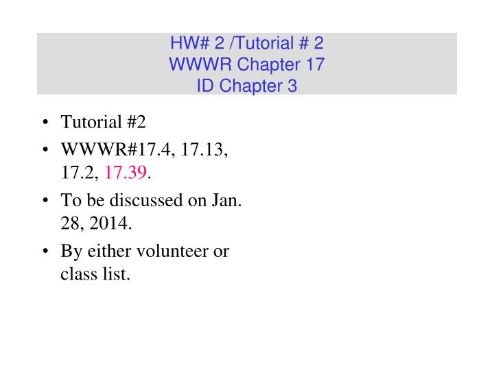 hw 2 tutorial 2 wwwr chapter 17 id chapter 3