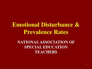 Emotional Disturbance &amp; Prevalence Rates