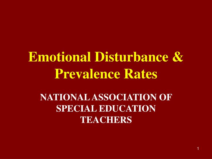 emotional disturbance prevalence rates