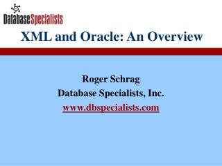 XML and Oracle: An Overview