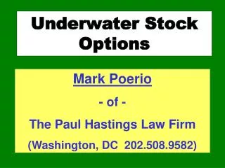 Underwater Stock Options