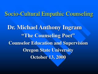 Socio-Cultural Empathic Counseling