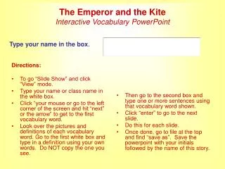 The Emperor and the Kite Interactive Vocabulary PowerPoint