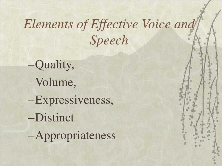 elements of effective voice and speech