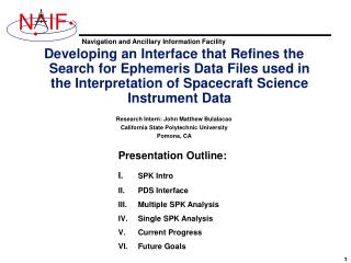 Developing an Interface that Refines the Search for Ephemeris Data Files used in the Interpretation of Spacecraft Scienc