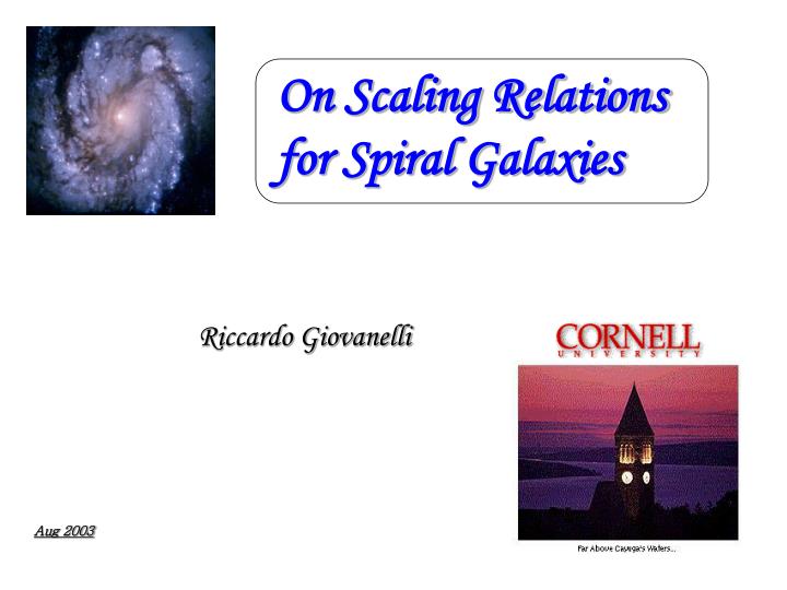 on scaling relations for spiral galaxies