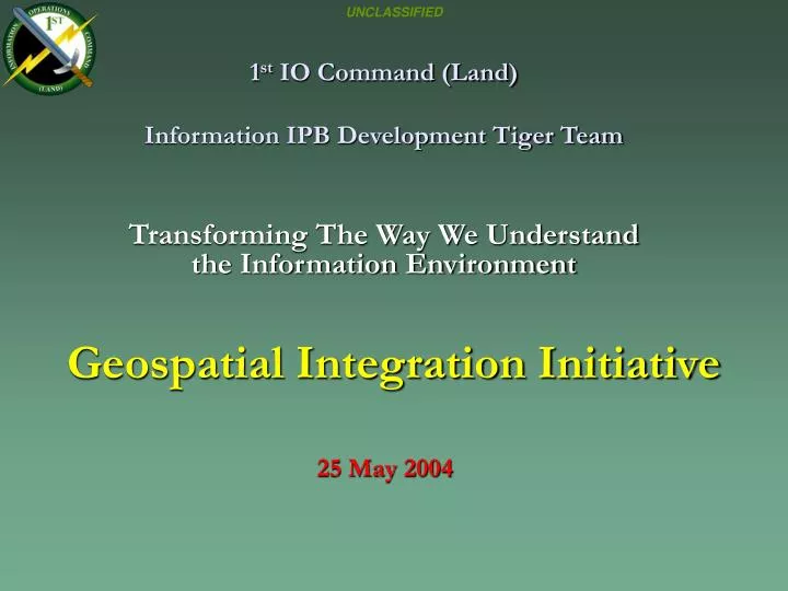 1 st io command land information ipb development tiger team