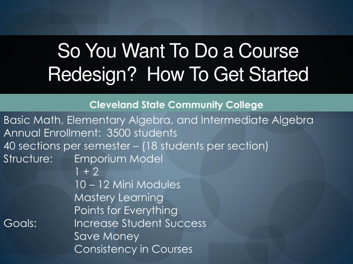 so you want to do a course redesign how to get started