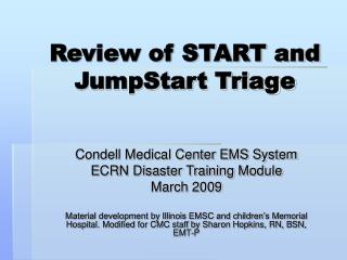 Review of START and JumpStart Triage