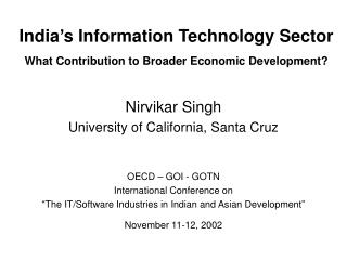 India’s Information Technology Sector What Contribution to Broader Economic Development?