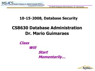 10-15-2008, Database Security