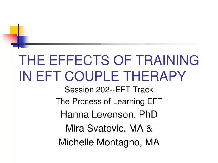 the effects of training in eft couple therapy