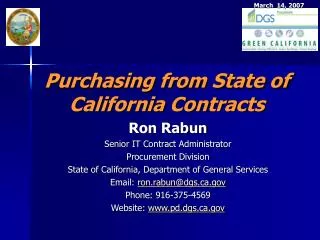 Purchasing from State of California Contracts
