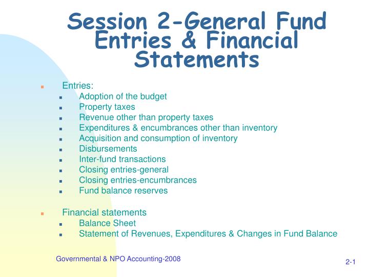 session 2 general fund entries financial statements