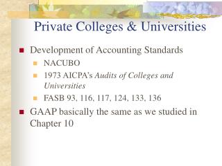Private Colleges &amp; Universities