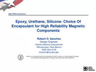 Epoxy, Urethane, Silicone: Choice Of Encapsulant for High Reliability Magnetic Components