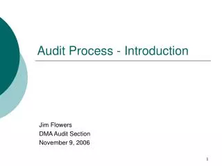Audit Process - Introduction