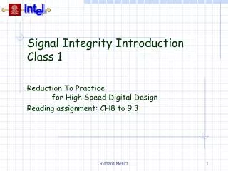 Signal Integrity Introduction Class 1
